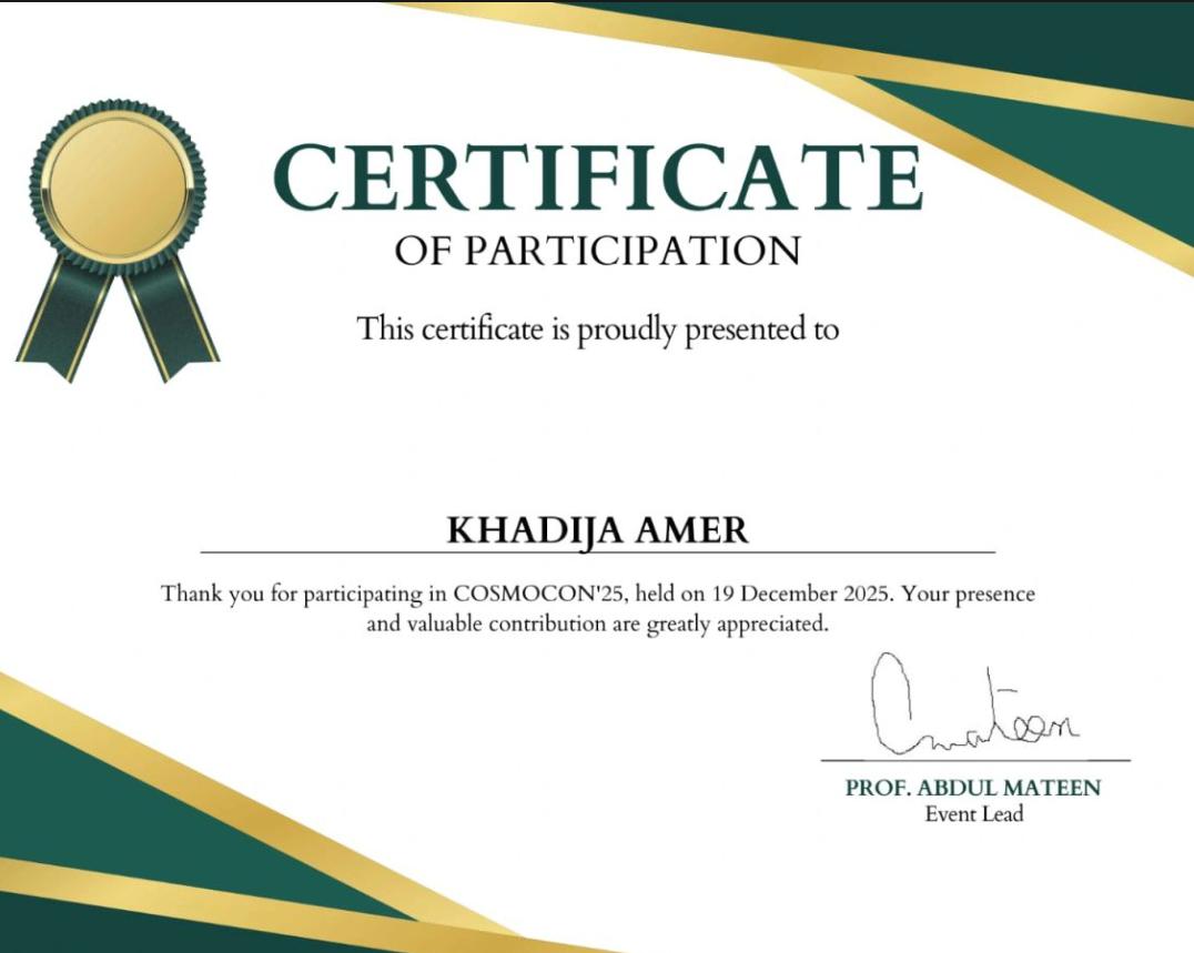 CosmoCon '25 Web Hackathon Certification