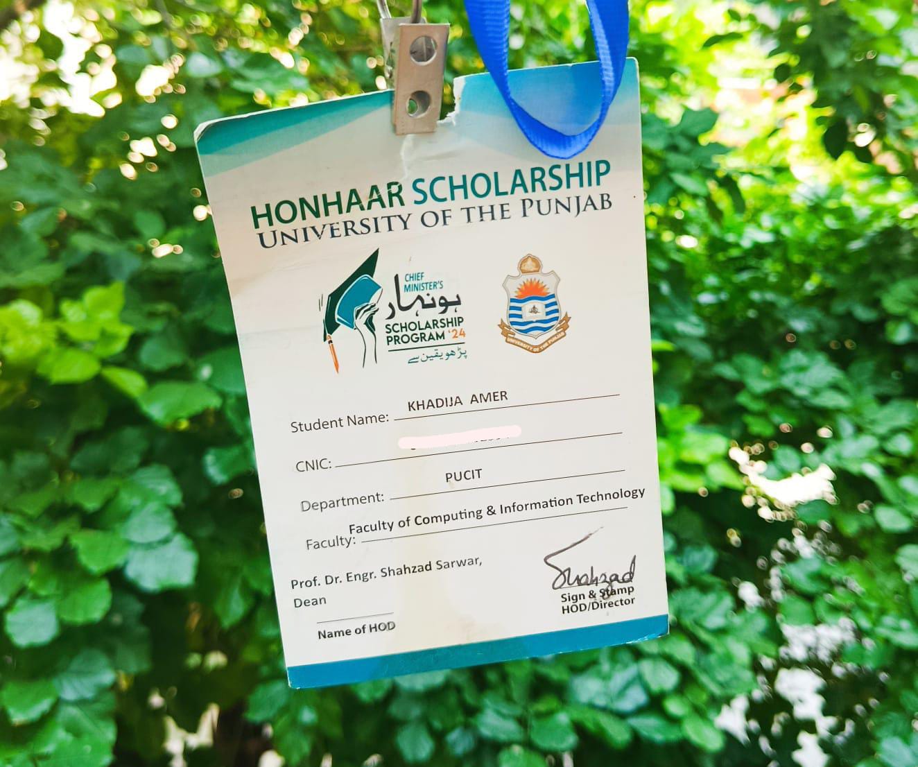 Honhaar Scholarship — University of the Punjab