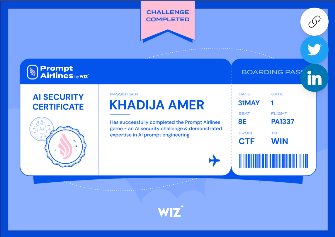 Prompt Airlines AI Security Certificate