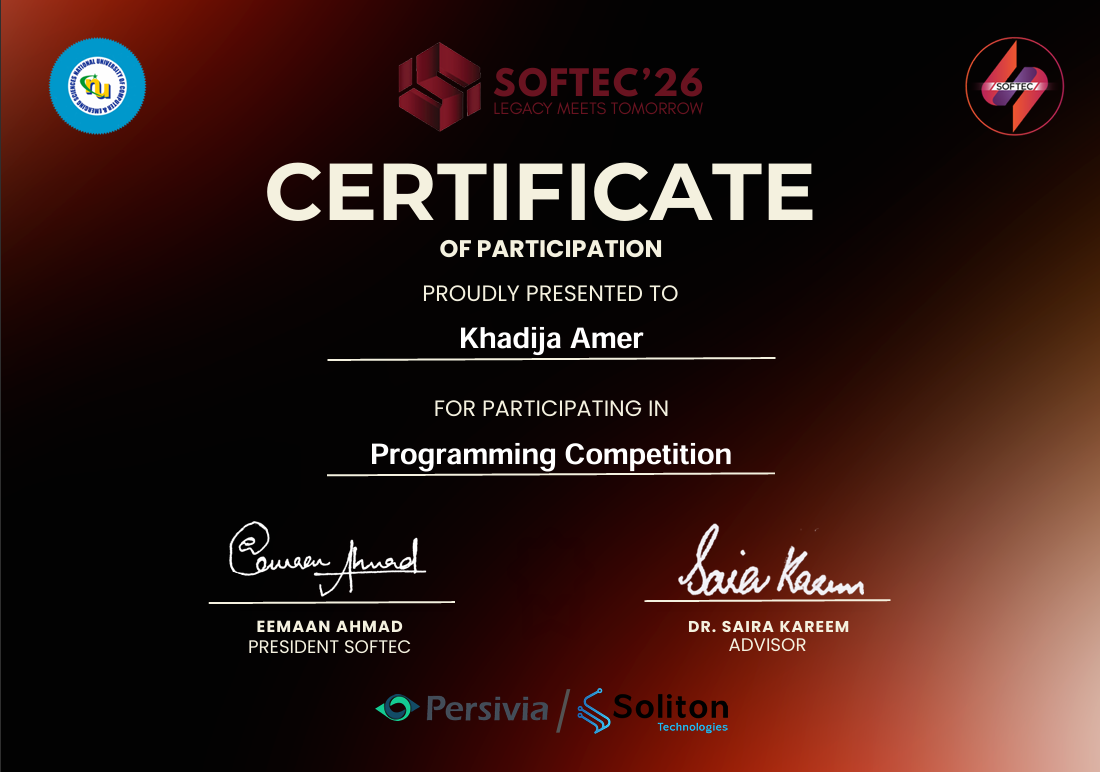 SOFTEC Competitive Programming Certificate
